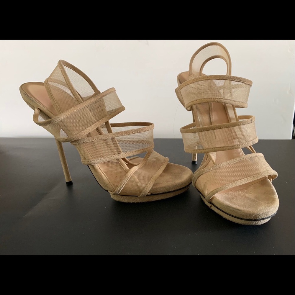 Gucci Sandal Platform Mesh Slingback Heel Sz 37